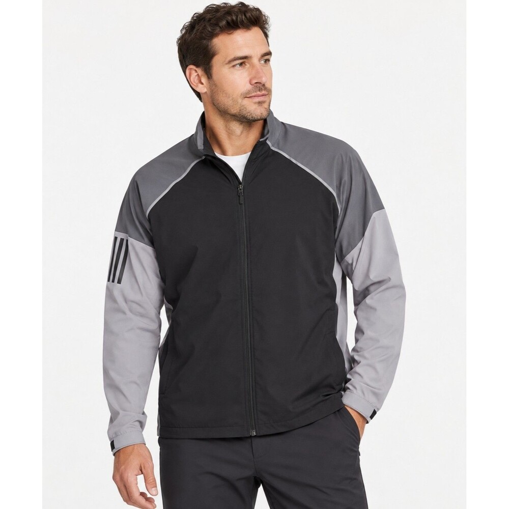Adidas Stretch Windwear Golf Jacket Men’s 2XL Black Gray Full Zip NWT FS5193